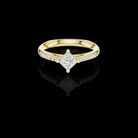 2.00 CT Dazzling Lab Grown Ring with a Brilliant Princess Cut Center Diamond and a Pave Accented Band
