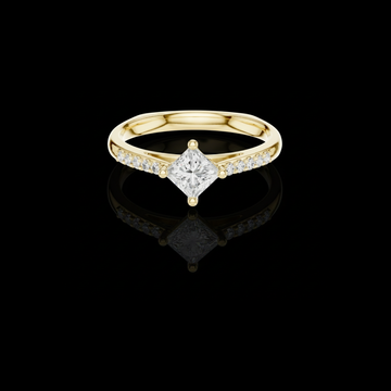 2.00 CT Dazzling Lab Grown Ring with a Brilliant Princess Cut Center Diamond and a Pave Accented Band