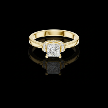 1.50 CT Exquisite Princess Cut Solitaire Moissanite Ring with Halo Inspired Diamond Accent Setting