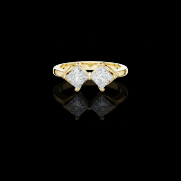 3.00 TCW Stylish Twin Princess Lab Grown Diamond Ring in a Contemporary Offset Double Stone Setting