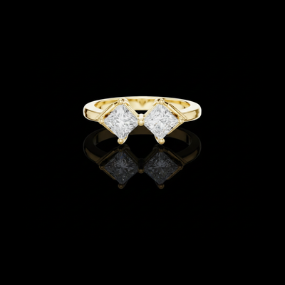 Princess Cut Two Stone Toi Et Moi Lab Diamond Ring