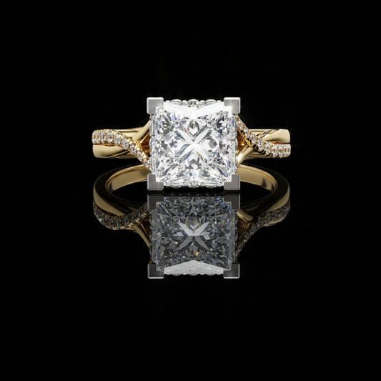 2.50 CT A Thousand Frozen Stars Lab Grown Princess Cut Diamond Wedding Band for Eternal Love