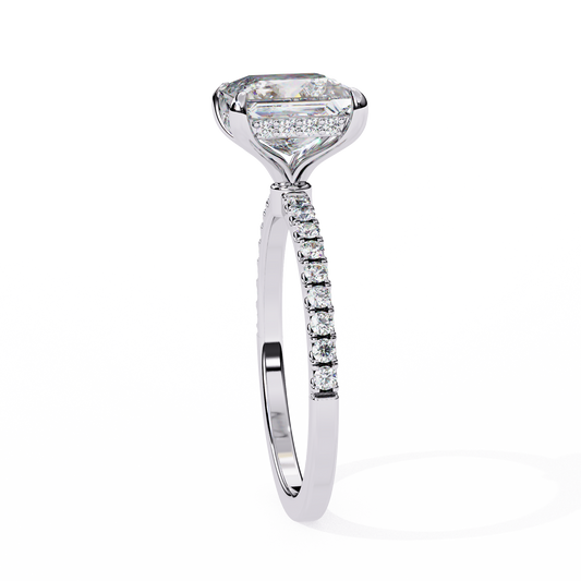 Hidden Halo Princess Cut Moissanite Pave Anniversary Ring - view 3