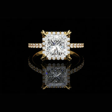 2.00CT Princess Cut Moissanite Diamond Halo Engagement Ring Luxury Pave Band By Ivevar Luxury
