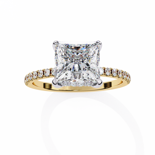 Hidden Halo Princess Cut Moissanite Pave Anniversary Ring - view 4