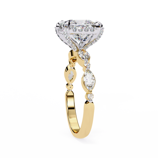 2.28 CT Sparkling Lab Grown Princess Cut Diamond Pave Ring Solid Real Gold Engagement Jewelry