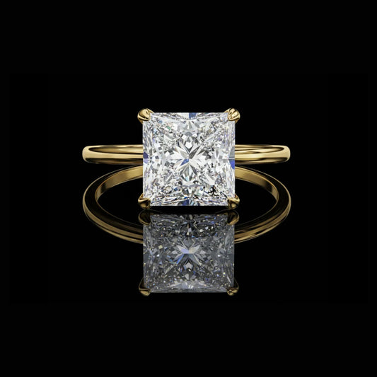 3.00 CT Fantastic Princess Cut Moissanite Diamond Hidden Halo Engagement Ring for Classic Beauty