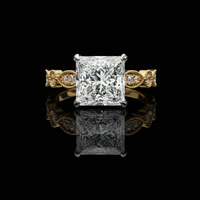 3.00 CT Classic Princess Cut Moissanite Diamond Engagement Ring with Vintage Milgrain Band Ivevar Luxury