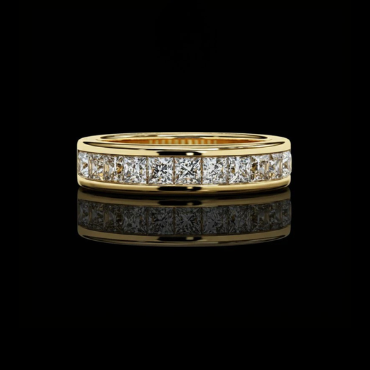 2.00 TCW Princess Cut Moissanite Diamond Classic Channel Set Full Eternity Band For Women