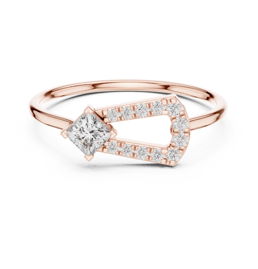 0.17 CT Sophisticated Princess Center Cut Lab Diamond Ring with Pave Frame Accent For Stillness Love