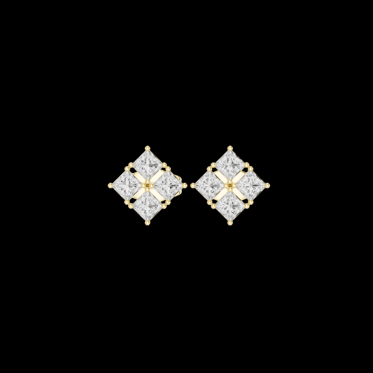 0.3 TCW Modern Princess Cut Moissanite Diamond Cluster Stud Earrings