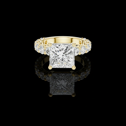 4.00 CT Sparkling Princess Cut with Brilliant Side Lab Grown Diamonds Modern Wedding Ring For Her