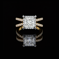 2.00 CT Princess-Cut Double Band Halo Moissanite Diamond Ring Luxury Bridal Jewelry by Ivevar Luxury