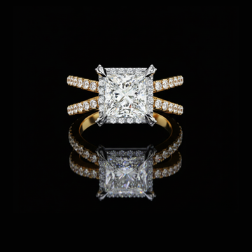 2.00 CT Princess-Cut Double Band Halo Moissanite Diamond Ring Luxury Bridal Jewelry by Ivevar Luxury