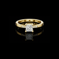 1.50 CT Luxury Princess Cut Lab Grown Diamond Solitaire Ring in Polished Gold with Side Pave Detailing