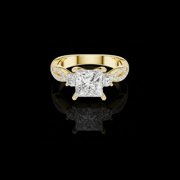2.50 CT Luxury Princess Cut Moissanite Diamond Twisted Shank with Pave Stones Elegant Engagement Ring