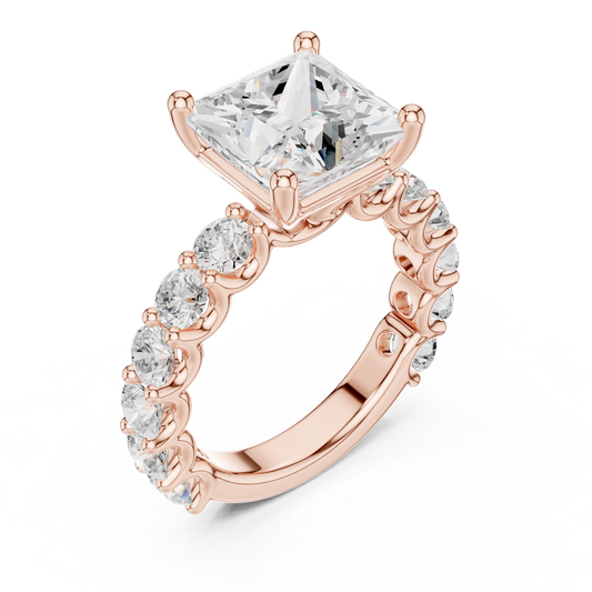 Pave Setting Princess Cut Lab Diamond Wedding Ring - view 3