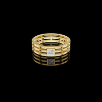 0.15 TCW Contemporary Openwork Band Featuring a Bezel Set Princess Cut Moissanite Diamond