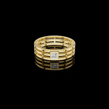 0.15 TCW Contemporary Openwork Band Featuring a Bezel Set Princess Cut Moissanite Diamond