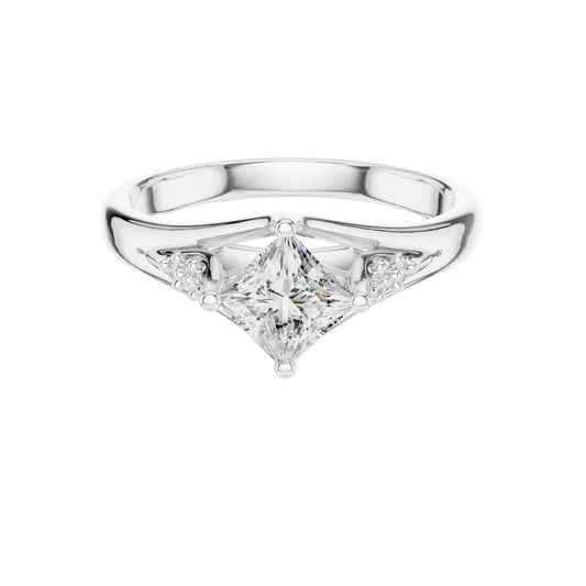 Princess Cut Moissanite Halo Engagement Ring - view 3