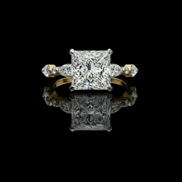 Princess cut Pave Band Lab Grown Engagement Ring