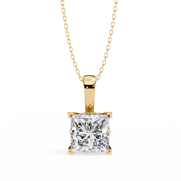 Princess Solitaire Four Prong Pendant - view 2