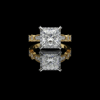 2.00 CT Dazzling Princess Cut Halo Moissanite Diamond Ring with Elegant Sparkle Intricate Filigree Band Design