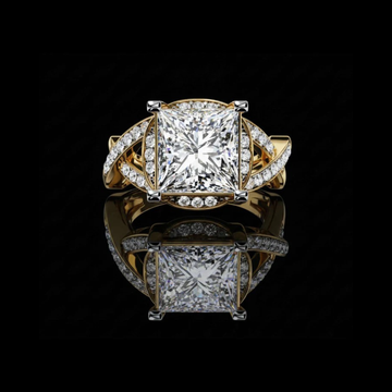 3.19 CT Classic Halo Lab Grown Princess Cut Diamond Ring For Wedding Bridal Jewelry