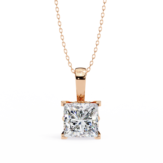 Princess Solitaire Four Prong Pendant - view 3