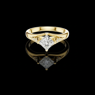 1.00 CT Timeless Lab Grown Ring Featuring a Princess Cut Center Diamond and Sparkling Dual Side Accents