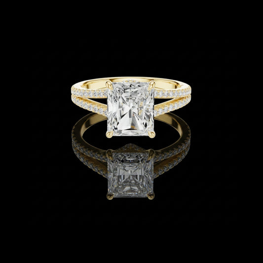 2.5 CT Lustrous Radiant Cut Diamond Split Shank Moissanite Diamond Ring For Someone Special