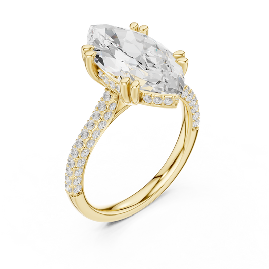 Dual Prong Marquise Cut Lab Diamond Engagement Ring - view 4