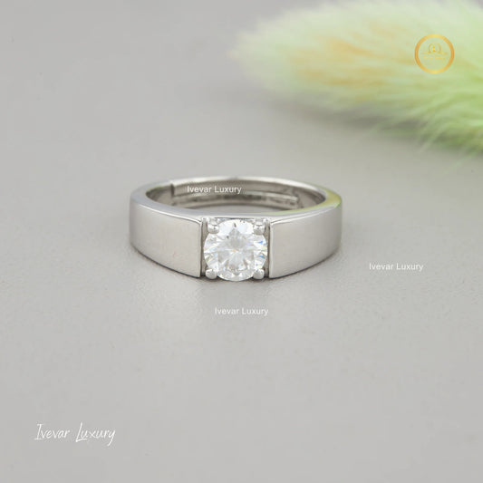 Designer 925 Silver Lab Grown Diamond Wedding Ring by Ivevar