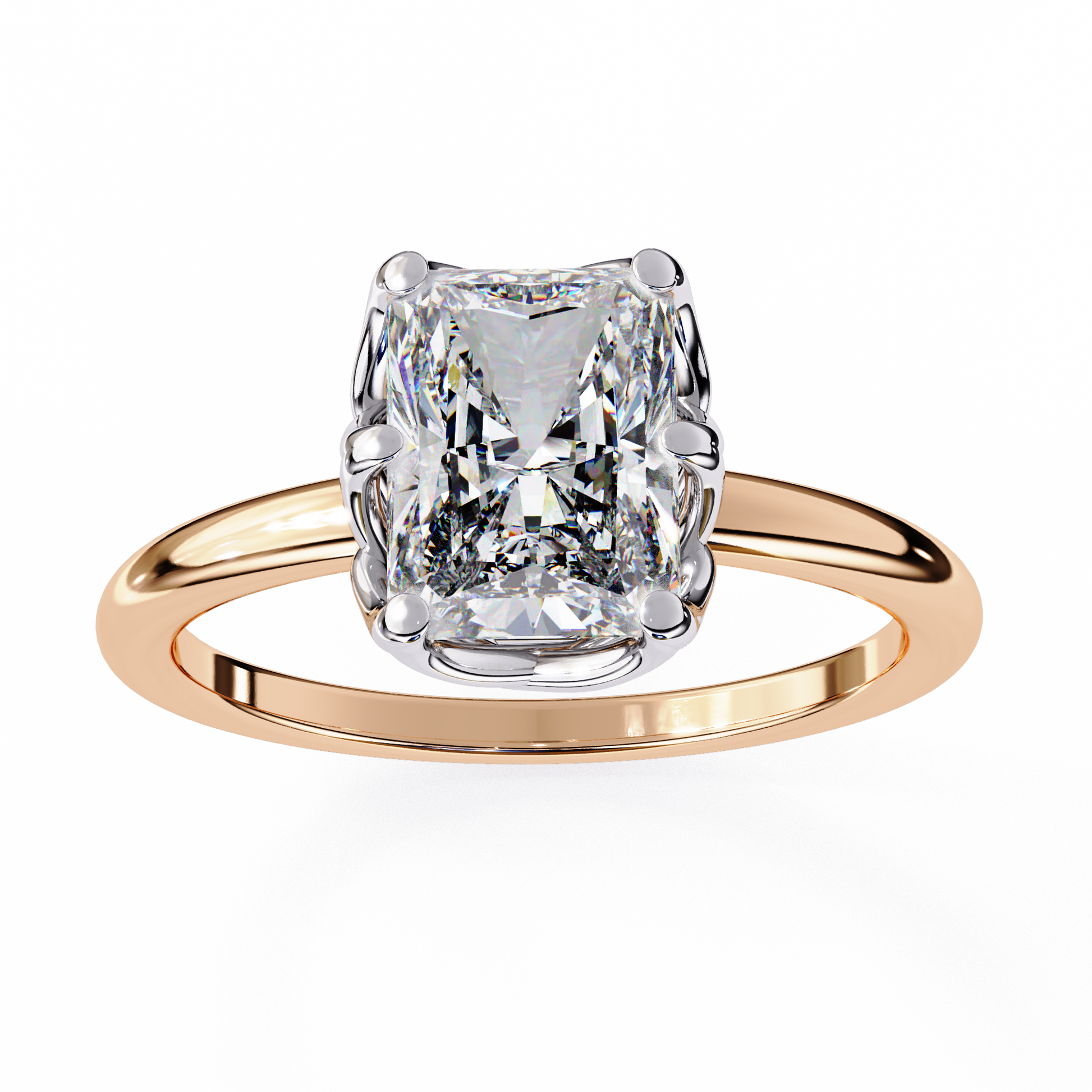 Rose gold ring with a large diamond 