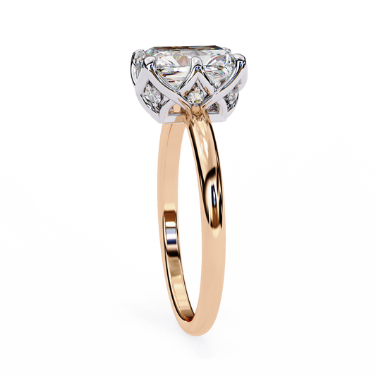 Hidden Halo Radiant Cut Moissanite Solitaire Ring - view 4