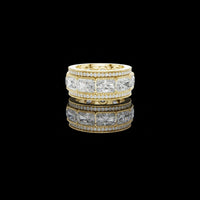 3.83 CT Grand Wide Band with Radiant Cut Moissanite Diamond Panels and Pave Border For Special