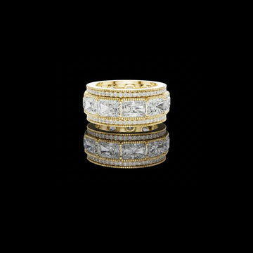 3.83 CT Grand Wide Band with Radiant Cut Moissanite Diamond Panels and Pave Border For Special