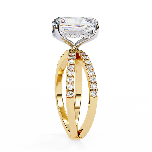 Hidden Halo Radiant Cut Moissanite Wedding Ring For Women - view 2