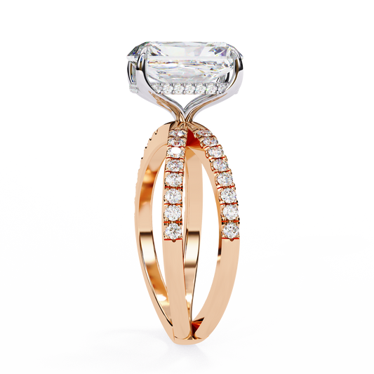 Hidden Halo Radiant Cut Moissanite Wedding Ring For Women - view 3