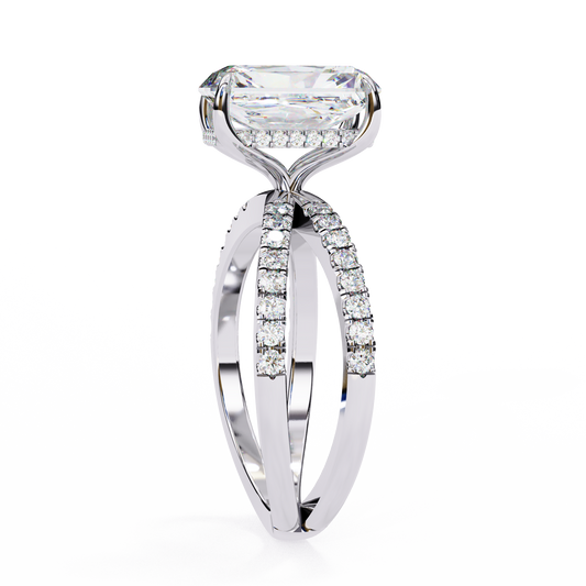 Hidden Halo Radiant Cut Moissanite Wedding Ring For Women - view 4