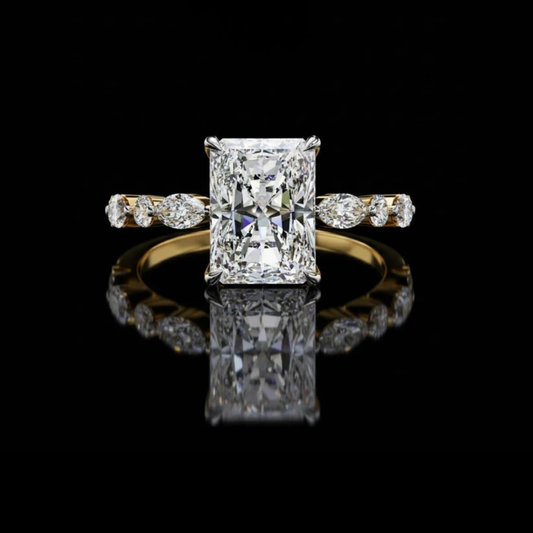 3.00 CT Radiant Cut Luxury Ring with Side Modern Elegance Lab Grown Diamonds