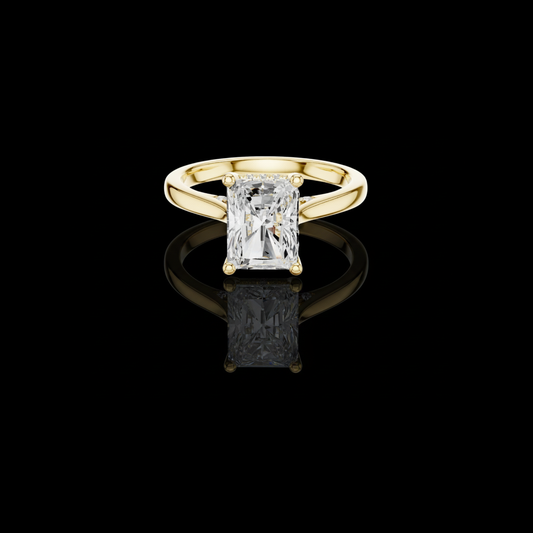 2.47 CT Delicate Radiant Cut Lab Grown Diamond Solitaire Engagement Ring in Polished Gold