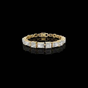 13.44 TCW Shiny Tennis Moissanite Bracelet Featuring Alternating Radiant and Emerald Cut Diamonds