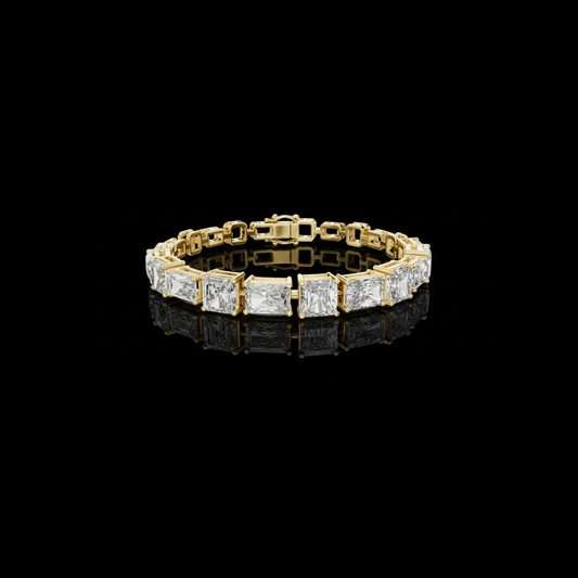13.44 TCW Shiny Tennis Moissanite Bracelet Featuring Alternating Radiant and Emerald Cut Diamonds