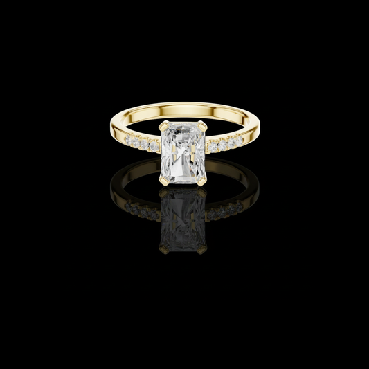 1.22 CT Stunning Radiant Cut Center Lab Grown Diamond Ring with Pave Set Side Stones
