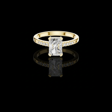 2.50 CT Stunning Radiant Cut Center Moissanite Diamond Ring with Pave Set Side Stones