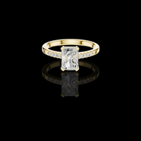 2.50 CT Stunning Radiant Cut Center Lab Grown Diamond Ring with Pave Set Side Stones