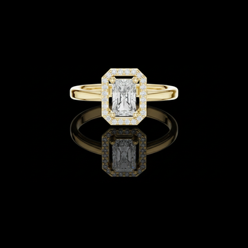 2.00 CT Stunning Lab Grown Ring Featuring a Radiant Cut Center Stone Surrounded by a Diamond Halo