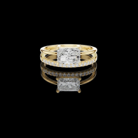 1.50 CT Luxurious Radiant Moissanite Double Band Ring with Sparkling Pave Diamond Detailing