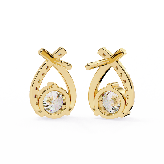 Teardrop Inspired Round Earrings with Pave Accents - view 4